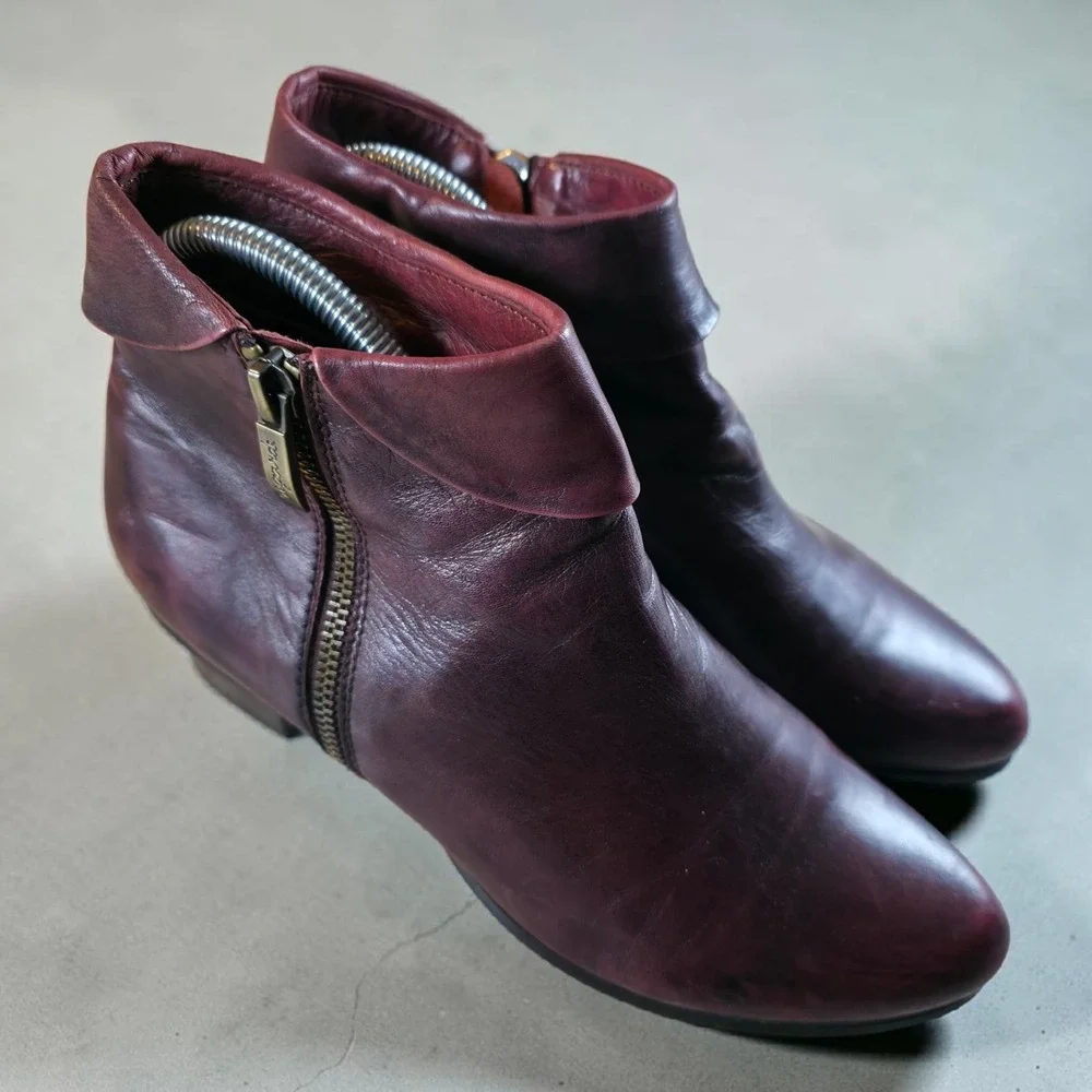 Regarde Le Ciel Womens Stefany Boot Red Burgundy Leather Bootie Low Size 38‎ / 8